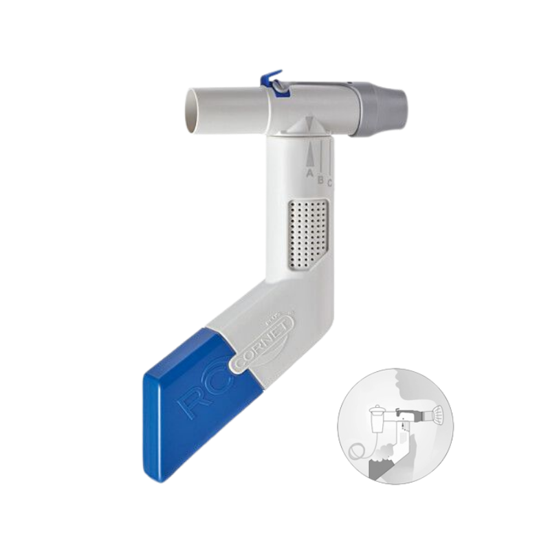 RC-Cornet PLUS TRACHEO Atemtherapiegerät für Tracheostoma mit Inhalationsanschluss 