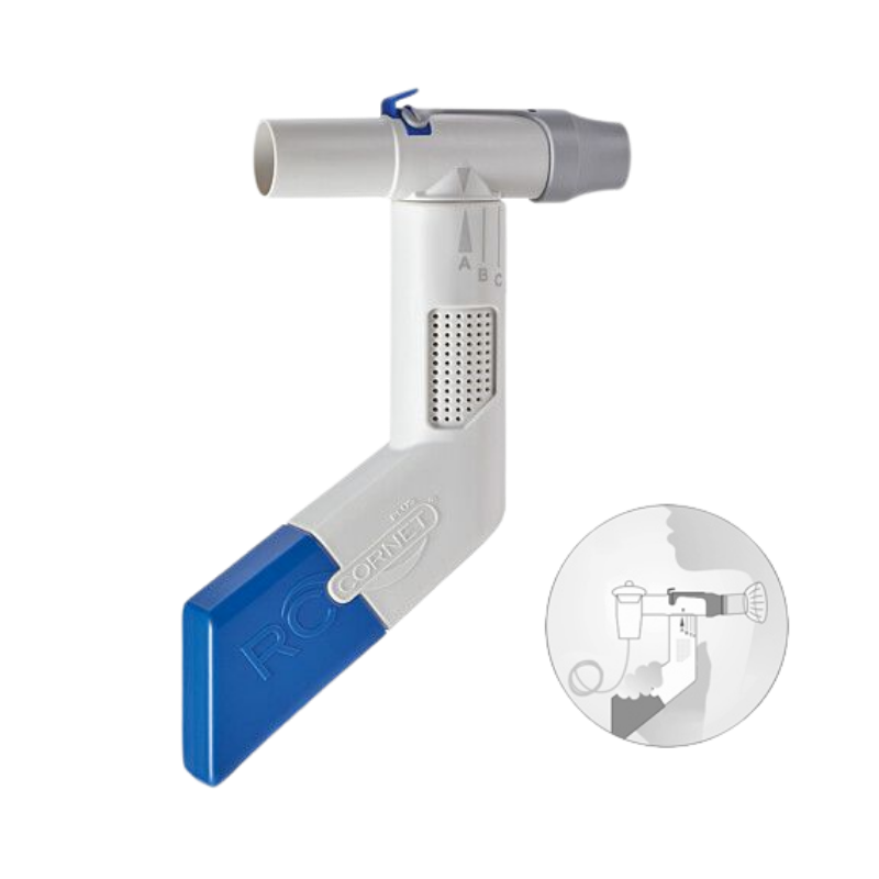 RC-Cornet PLUS TRACHEO Atemtherapiegerät für Tracheostoma mit Inhalationsanschluss 